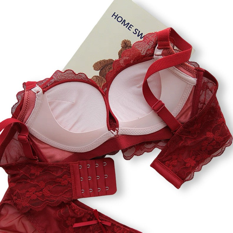 Crimson Bloom Lace Bra