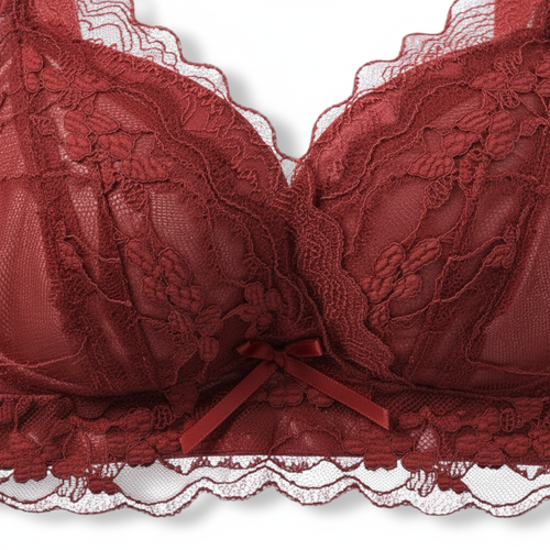 Crimson Bloom Lace Bra