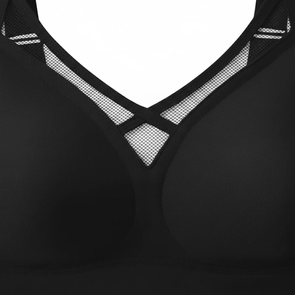 Seamless Crisscross Mesh Plunge Bra