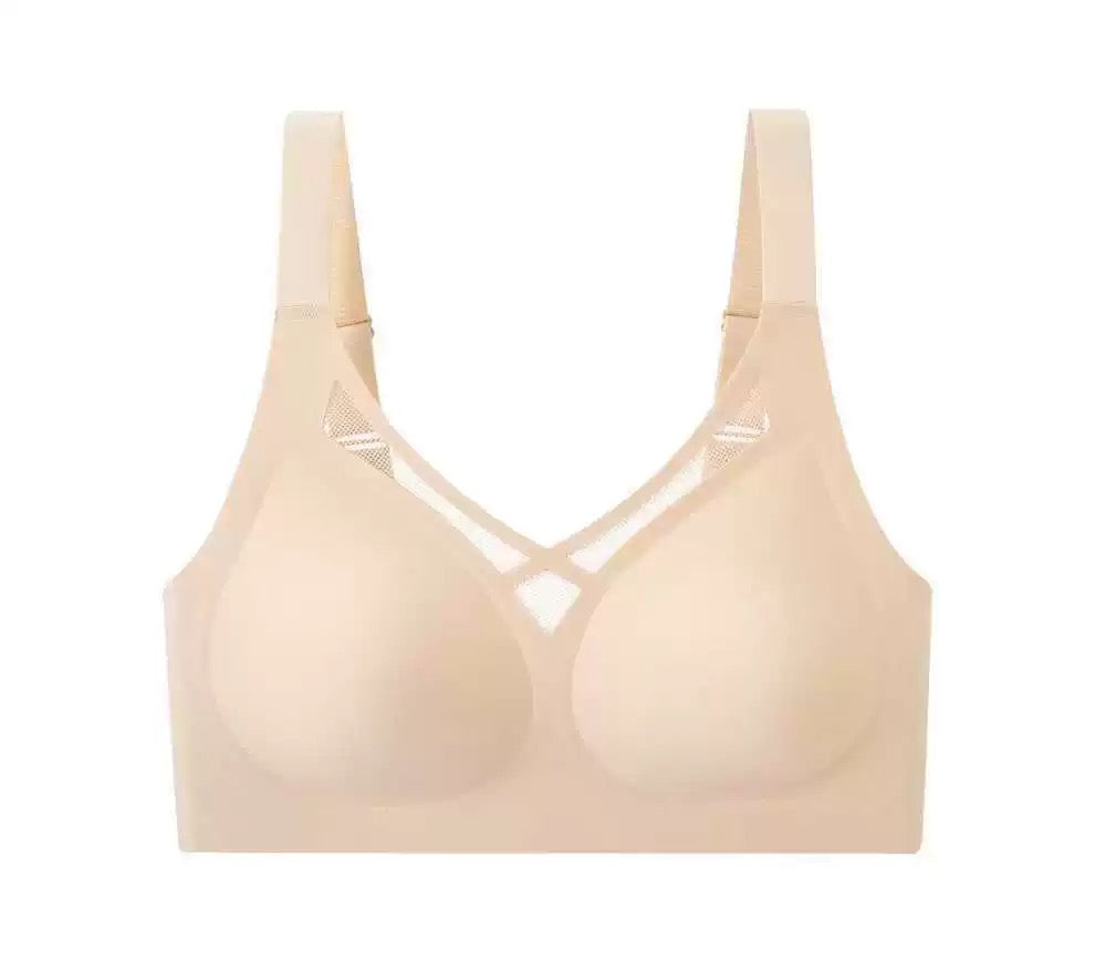 Seamless Crisscross Mesh Plunge Bra