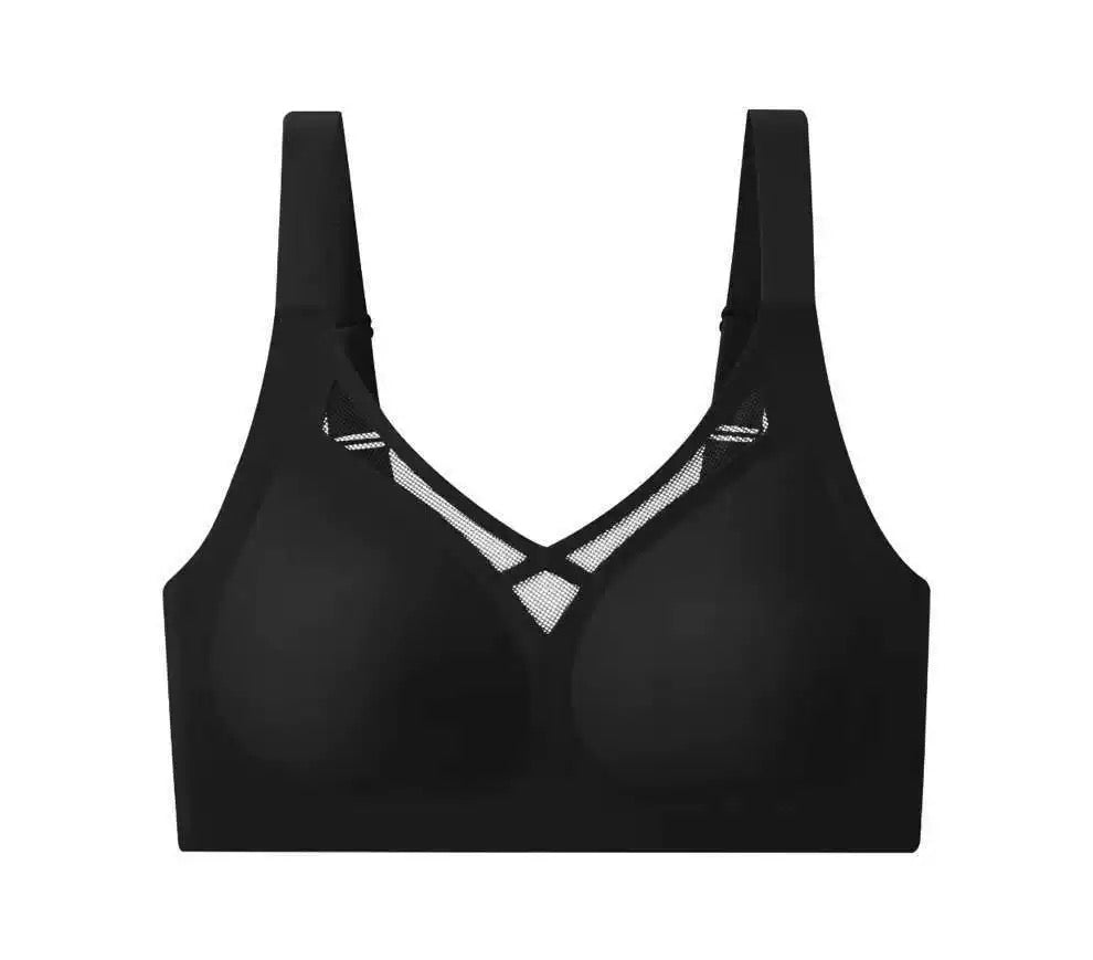 Seamless Crisscross Mesh Plunge Bra